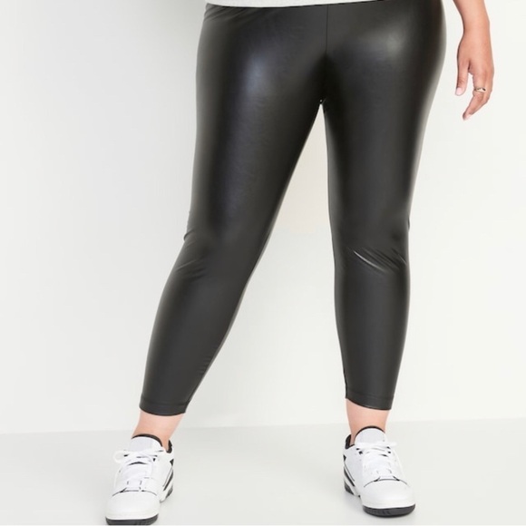 NWOT! High-Rise Black Faux Leather Leggings for Women 💛 - Picture 10 of 11
